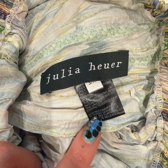 Julia Heuer Daliah Pleated Botanical Print Trousers "Marie" Size S/M - Picture 7 of 8